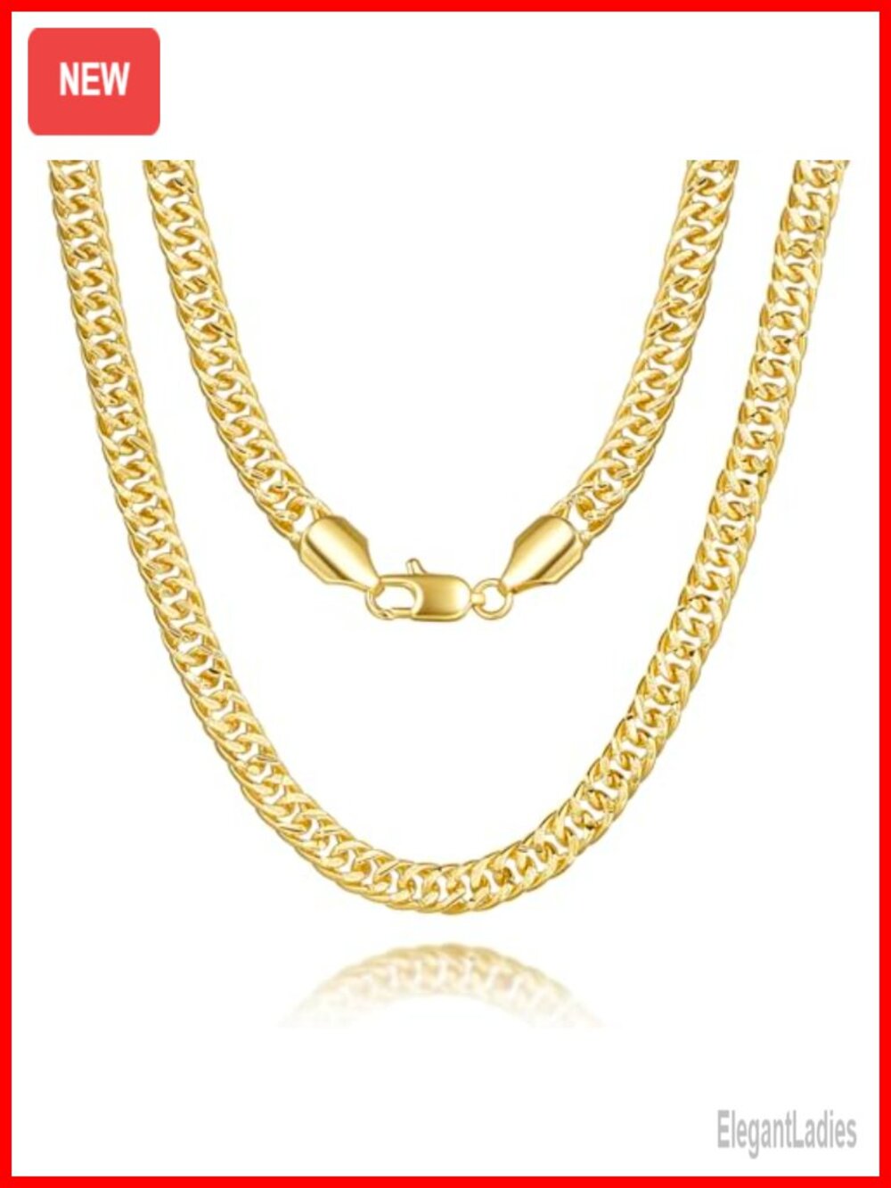 14K Gold Plated Cuban Link Chain 6mm Chunky Necklace 18in